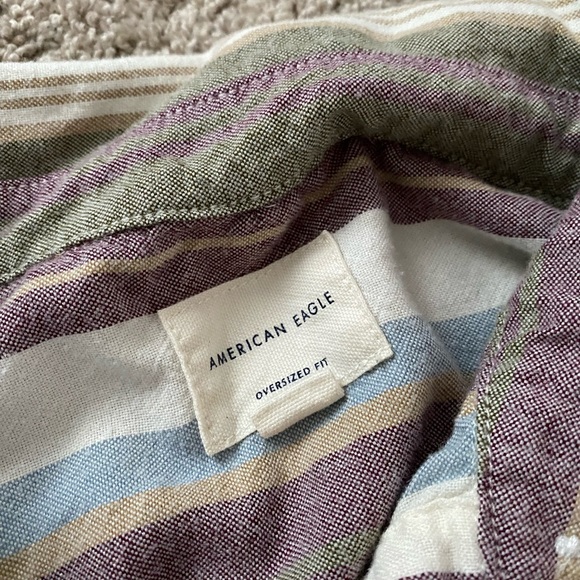 American Eagle Stripped Button Down Oversized Shirt - Picture 5 of 6